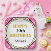 10. Geburtstag Elegant Rosa Gold Pappteller (Party)