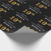 10. Geburtstag: Elegant, schwarz, Imitate Gold Loo Geschenkpapier (Ecke)