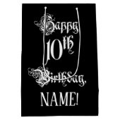 10. Geburtstag: Extravagant, elegant, Script + Ind Mittlere Geschenktüte (Rückseite)