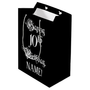 10. Geburtstag: Extravagant, elegant, Script + Ind Mittlere Geschenktüte