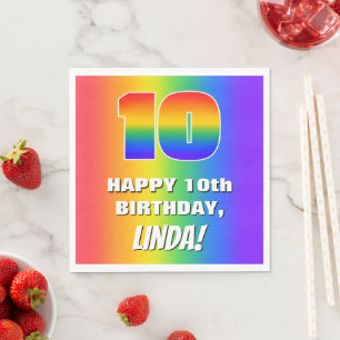 10. Geburtstag: Farbenfroh, Fun Rainbow Pattern #  Serviette