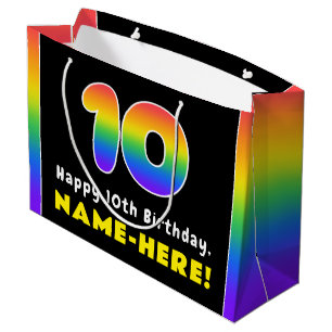 10. Geburtstag: Farbiger Regenbogen # 10, Individu Große Geschenktüte