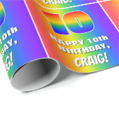 10. Geburtstag: Farbiges, lustiges Regenbogenmuste Geschenkpapier (Rolleneckpunkt)