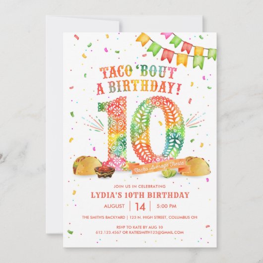 10. Geburtstag Fiesta Einladung (Vorderseite)