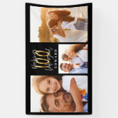10. Geburtstag Foto Collage schwarze Goldtypografi Banner (Vertikal)