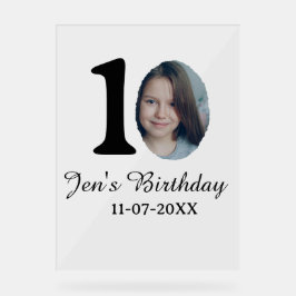 10. Geburtstag Foto kühnen Brief Kindernahrungsdat Acrylschild