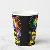 10. Geburtstag: Fun Fireworks Pattern + Regenbogen Pappbecher (Rechts)