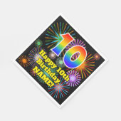 10. Geburtstag: Fun Fireworks Pattern + Regenbogen Serviette (Ecke)