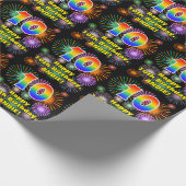 10. Geburtstag: Fun Fireworks, Rainbow Look # "10" Geschenkpapier (Ecke)