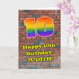 10. Geburtstag: Fun Graffiti-Inspiriert Regenbogen Karte