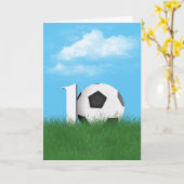 10. Geburtstag Fußball-Ball im Grünen Gras Karte (Gelbe Blume)