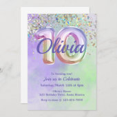 10. Geburtstag, Gefärbte Krawatte, 10. Glitzer Ein Einladung (Vorne/Hinten)