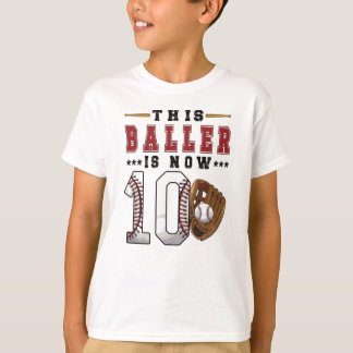 10. Geburtstag Geschenk Baseball Spieler 10 Jahre T-Shirt