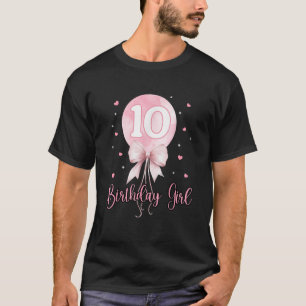 10. Geburtstag Girl Coquette Pink Bow Ballon 10 Yr T-Shirt