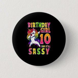 10. Geburtstag Girl Dabbing Einhorn 10 Jahre alt S Button