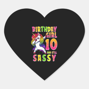 10. Geburtstag Girl Dabbing Einhorn 10 Jahre alt S Herz-Aufkleber