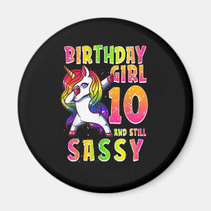 10. Geburtstag Girl Dabbing Einhorn 10 Jahre alt S Magnet
