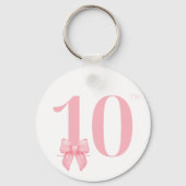 10. Geburtstag Girl Pink Bow Schlüsselanhänger (Rückseite)