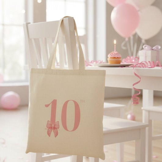 10. Geburtstag Girl Pink Bow Tote Beutel Tragetasche