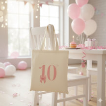 10. Geburtstag Girl Pink Bow Tote Beutel