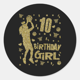 10. Geburtstag Girls Basketball Fans Spieler Alter Runder Aufkleber