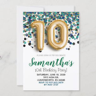 10. Geburtstag Gold Confetti Einladung