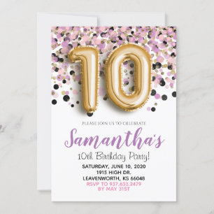 10. Geburtstag Gold Confetti Einladung