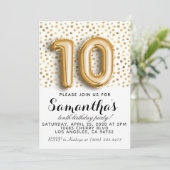 10. Geburtstag Gold Punkt Einladung (Stehend Vorderseite)