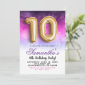 10. Geburtstag Gradient Einladung (Stehend Vorderseite)