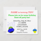 10. Geburtstag Grüner Roboter und Raumschiff Stern Einladung (Rückseite)