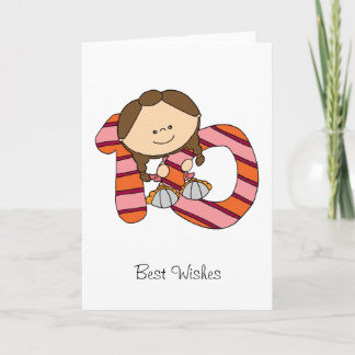 10. Geburtstag - Gruß-Karte - Mädchen Karte