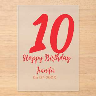 10. Geburtstag Hinzufügen Name Datum Jahr rote Vor Acryleinladungen