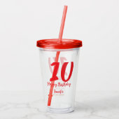 10. Geburtstag Hinzufügen Name Datum Jahr rote Vor Acryltrinkbecher (Rückseite)