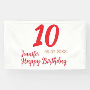 10. Geburtstag Hinzufügen Name Datum Jahr rote Vor Banner