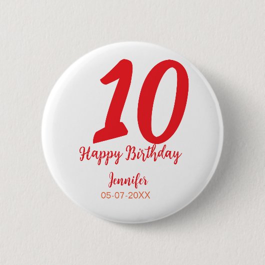 10. Geburtstag Hinzufügen Name Datum Jahr rote Vor Button (Vorderseite)