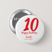 10. Geburtstag Hinzufügen Name Datum Jahr rote Vor Button (Vorne & Hinten)