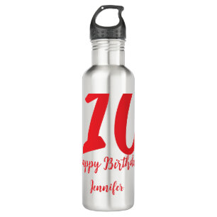 10. Geburtstag Hinzufügen Name Datum Jahr rote Vor Edelstahlflasche