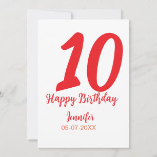 10. Geburtstag Hinzufügen Name Datum Jahr rote Vor Feiertagskarte
