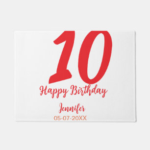 10. Geburtstag Hinzufügen Name Datum Jahr rote Vor Fußmatte