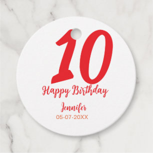 10. Geburtstag Hinzufügen Name Datum Jahr rote Vor Geschenkanhänger