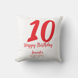 10. Geburtstag Hinzufügen Name Datum Jahr rote Vor Kissen