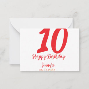 10. Geburtstag Hinzufügen Name Datum Jahr rote Vor Mitteilungskarte