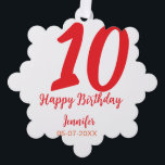 10. Geburtstag Hinzufügen Name Datum Jahr rote Vor Ornament Karte<br><div class="desc">bearbeitbares Design</div>