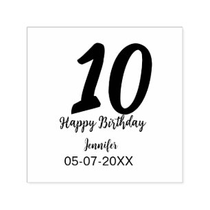 10. Geburtstag Hinzufügen Name Datum Jahr rote Vor Permastempel