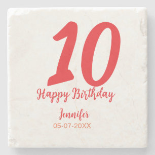 10. Geburtstag Hinzufügen Name Datum Jahr rote Vor Steinuntersetzer