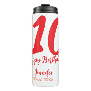 10. Geburtstag Hinzufügen Name Datum Jahr rote Vor Thermosbecher