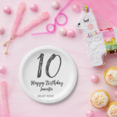 10. Geburtstag hinzufügen Name Datum Jahr schwarze Pappteller (Party)