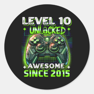 10. Geburtstag Junge Level 10 Gamer 10 Jahre Video Runder Aufkleber