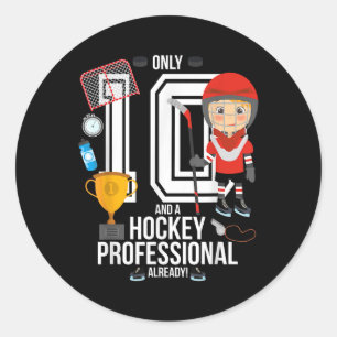 10. Geburtstag Junge nur 10 und ein Hockey Pro ber Runder Aufkleber
