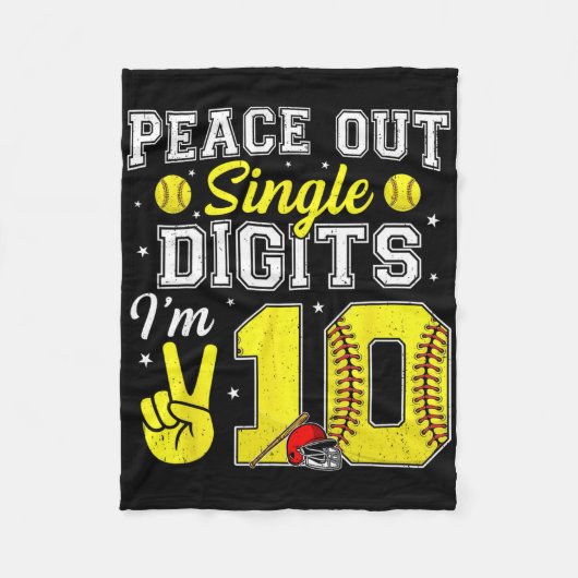 10. Geburtstag Junge Softll Peace Out Einstellige Fleecedecke (Vorderseite)